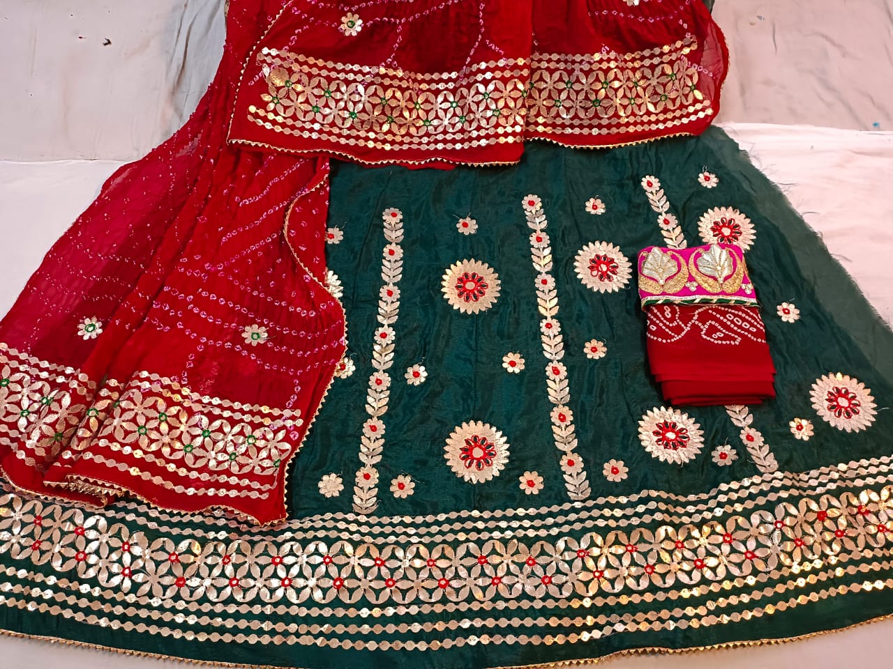 Jaiprui Gotapatti Lehnga in chinon fabric - KANHASAREE