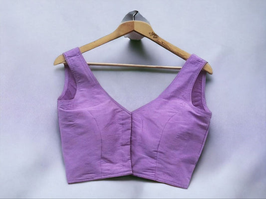 Made to order  woman Raw Silk blouse for saree  lehenga v neck back closure  sari top sleeveless Blouse
