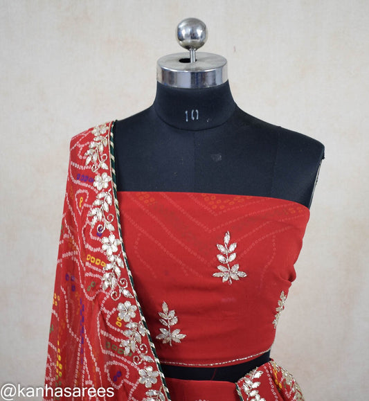 Bandhani Gotapatti Lehenga Skirt, Traditional Indian Wedding Wear, Handcrafted Bridal Skirt, Ethnic Rajasthani Dress for Women - Kanhasarees by ksds