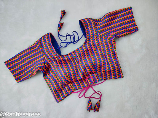 Made to order multicolour saree blouse Indian ethnic choli for lehenga Crop top