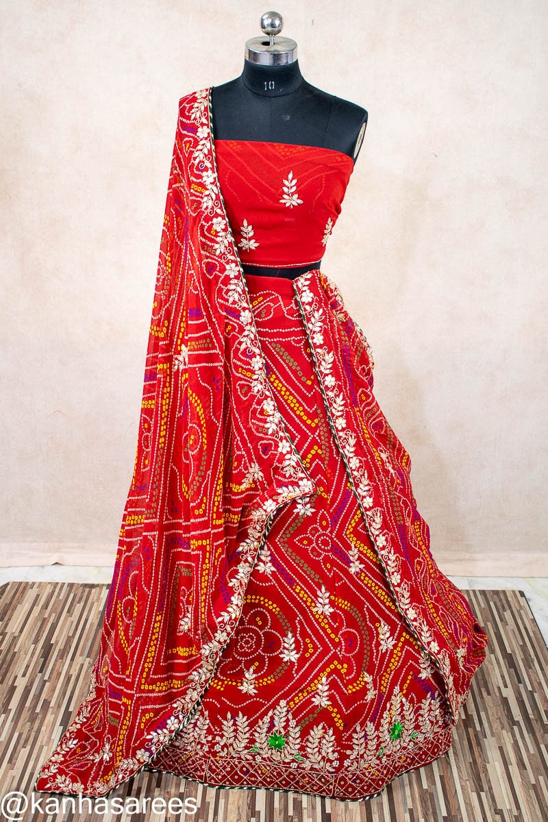 rajasthani dress for women Bandhani Gotapatti Lehenga Skirt, Traditional Indian Wedding Wear, Handcrafted Bridal Skirt, Ethnic COLOR:Off White crocodile COBRASCA - Double-Breasted Mini