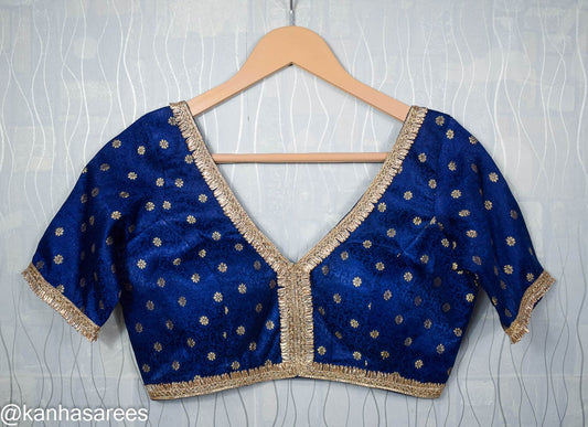 Saree Blouse Handmade Indian Wedding Blouse in Brocade Silk with Lace Trim - Customizable Sizes Available