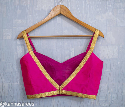 Custom Made Pink Saree Blouse  Raw Silk Sweetheart Neckline Sleeveless Blouse Party Wear Summer Top Spaghetti Strap Designer Custom Crop Top