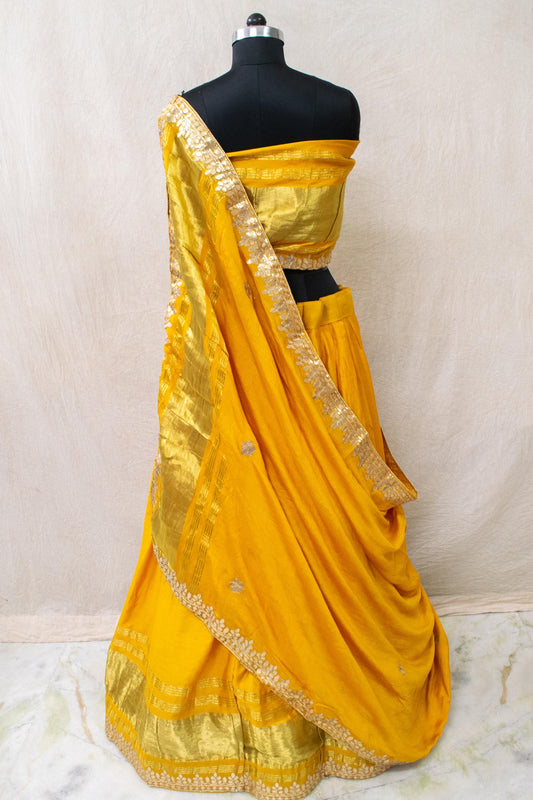 Yellow Silk Lehenga Choli With Gota Patti Work - Kanhasarees by ksds