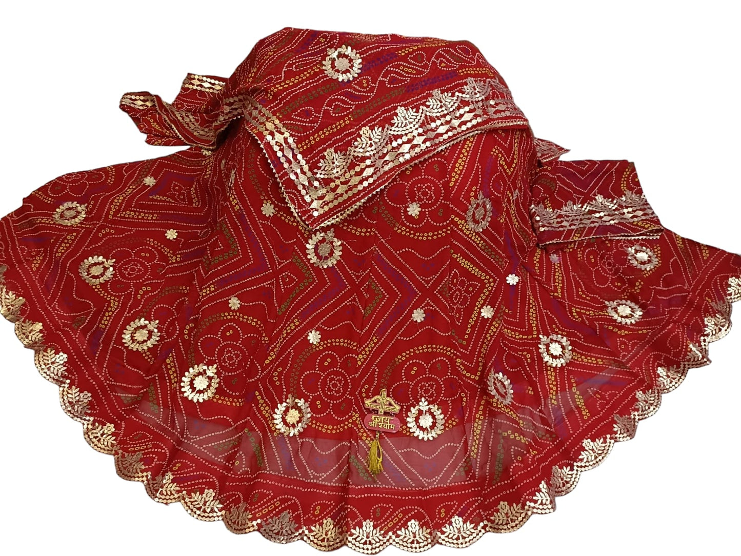 Jaipuri  Bandhani Lehenga in  Georgette with Aari Gota Work - KANHASAREE