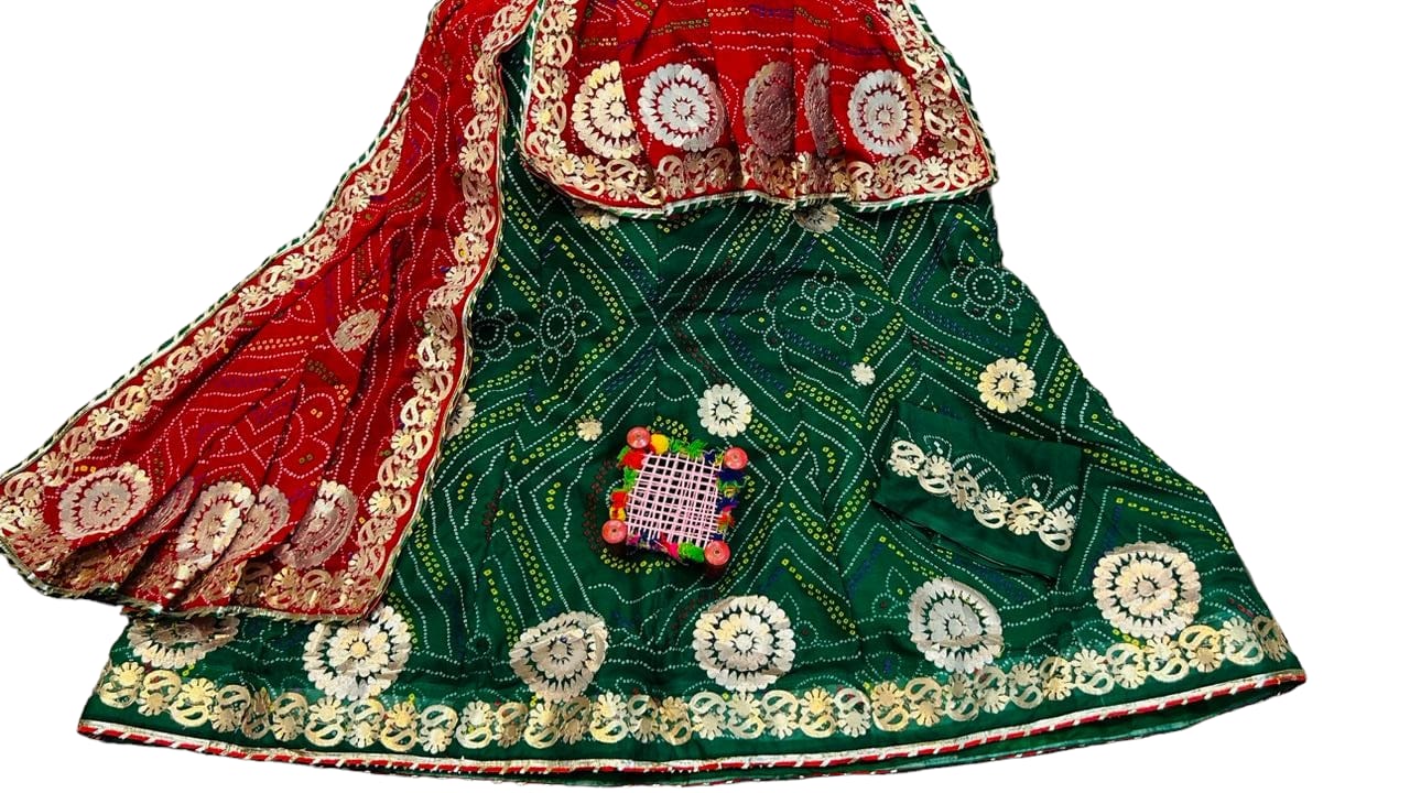 jaipuri lehenga - bandhani jaipuri gota patti lehenga - KANHASAREE