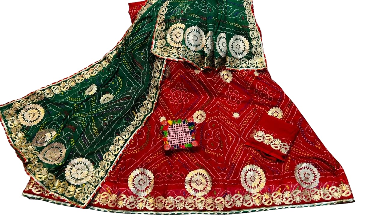 jaipuri lehenga - bandhani jaipuri gota patti lehenga - KANHASAREE