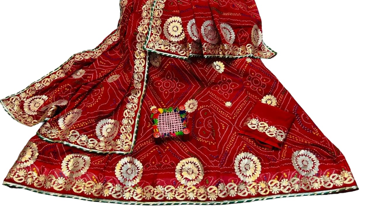 jaipuri lehenga - bandhani jaipuri gota patti lehenga - KANHASAREE