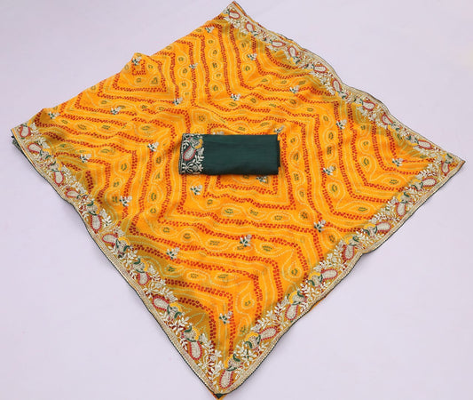 Traditional Jaipuri Bandhani Saree in Georgette for Festive Celebrations