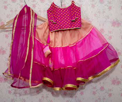 Designer Embroidery Work Silk Top and Net Skirt Lehenga