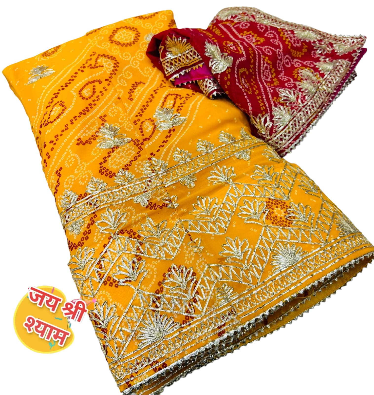 Jaipuri bandhani gotapatti work lehenga - KANHASAREE