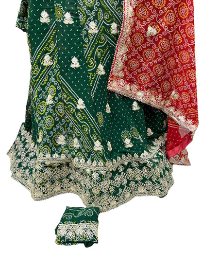 Jaipuri bandhani gotapatti work lehenga - KANHASAREE