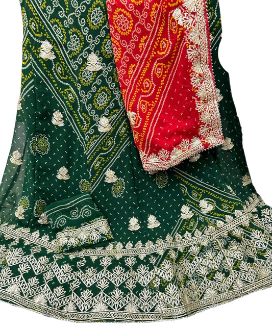 Jaipuri bandhani gotapatti work lehenga - KANHASAREE