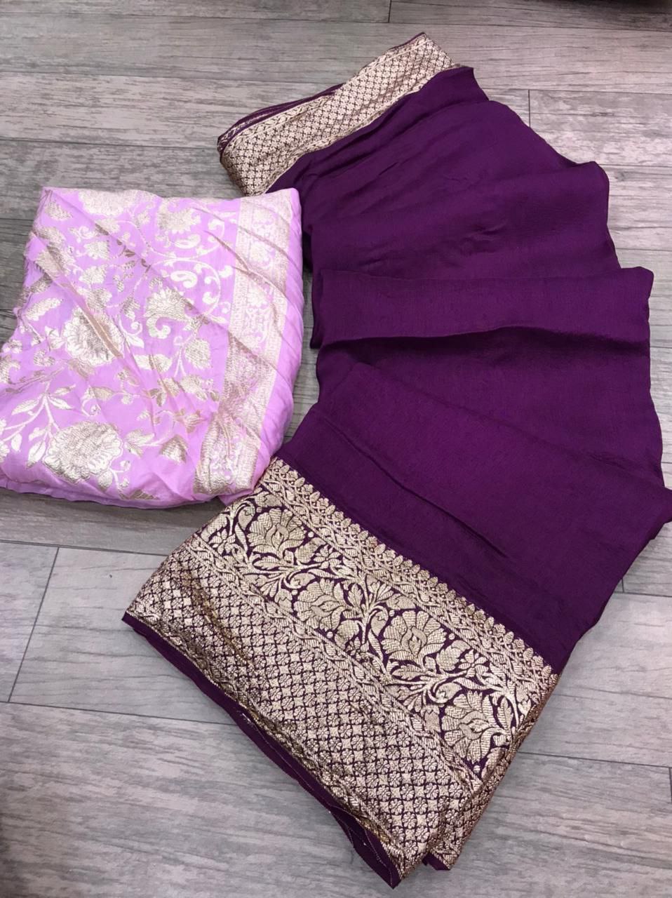 Pure Organza Saree with Zari Border - KANHASAREE