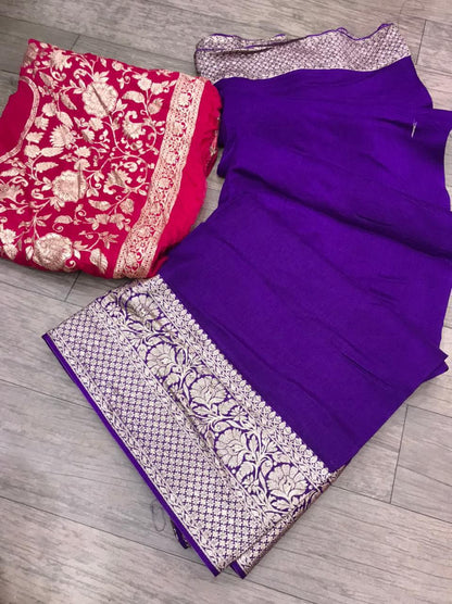 Pure Organza Saree with Zari Border - KANHASAREE