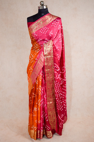 Multi colour bandhani saree - KANHASAREE