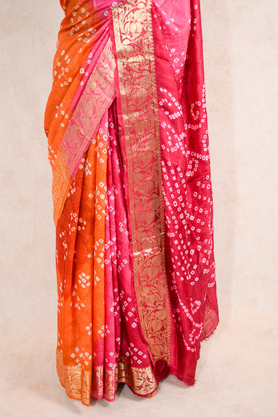 Multi colour bandhani saree - KANHASAREE