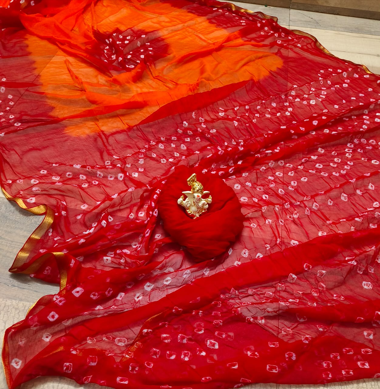 Bandhani Rajasthani tie dye saree in najneen chiffon