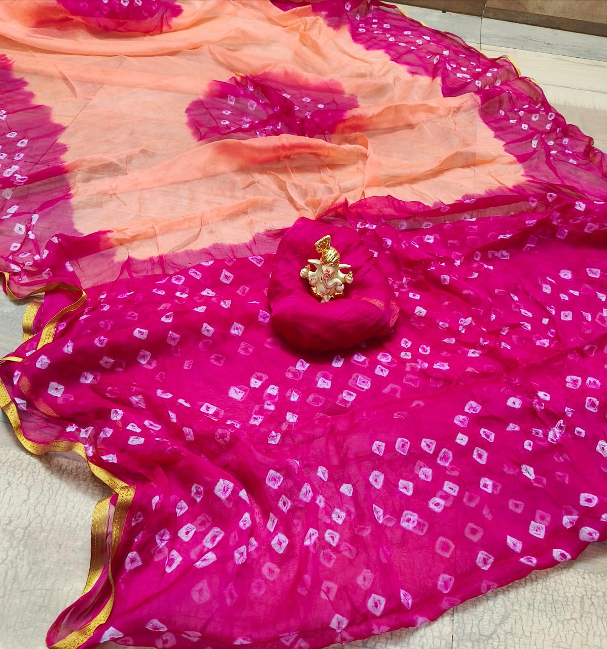 Bandhani Rajasthani tie dye saree in najneen chiffon