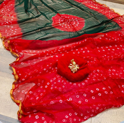 Bandhani Rajasthani tie dye saree in najneen chiffon