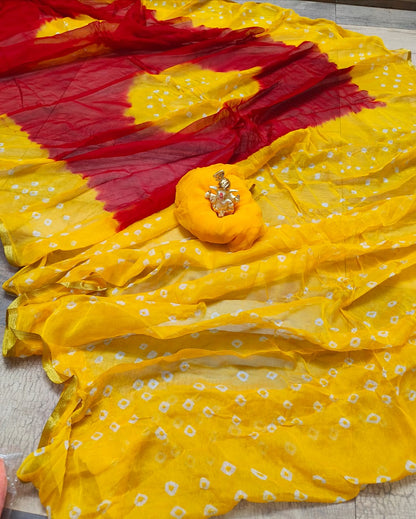 Bandhani Rajasthani tie dye saree in najneen chiffon