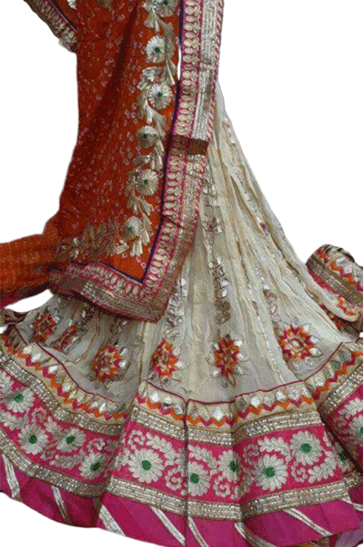 Pure Crepe Gota work lehenga with Bandhani Dupatta - KANHASAREE