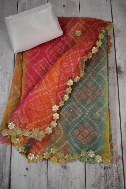 Multicolour Organza Bandhani Saree | Super Hit New Design | Bandhej - KANHASAREE