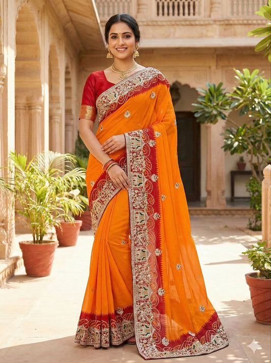 KSDS Jaipuri Pila Bandhani  Yellow Bandhani Saree