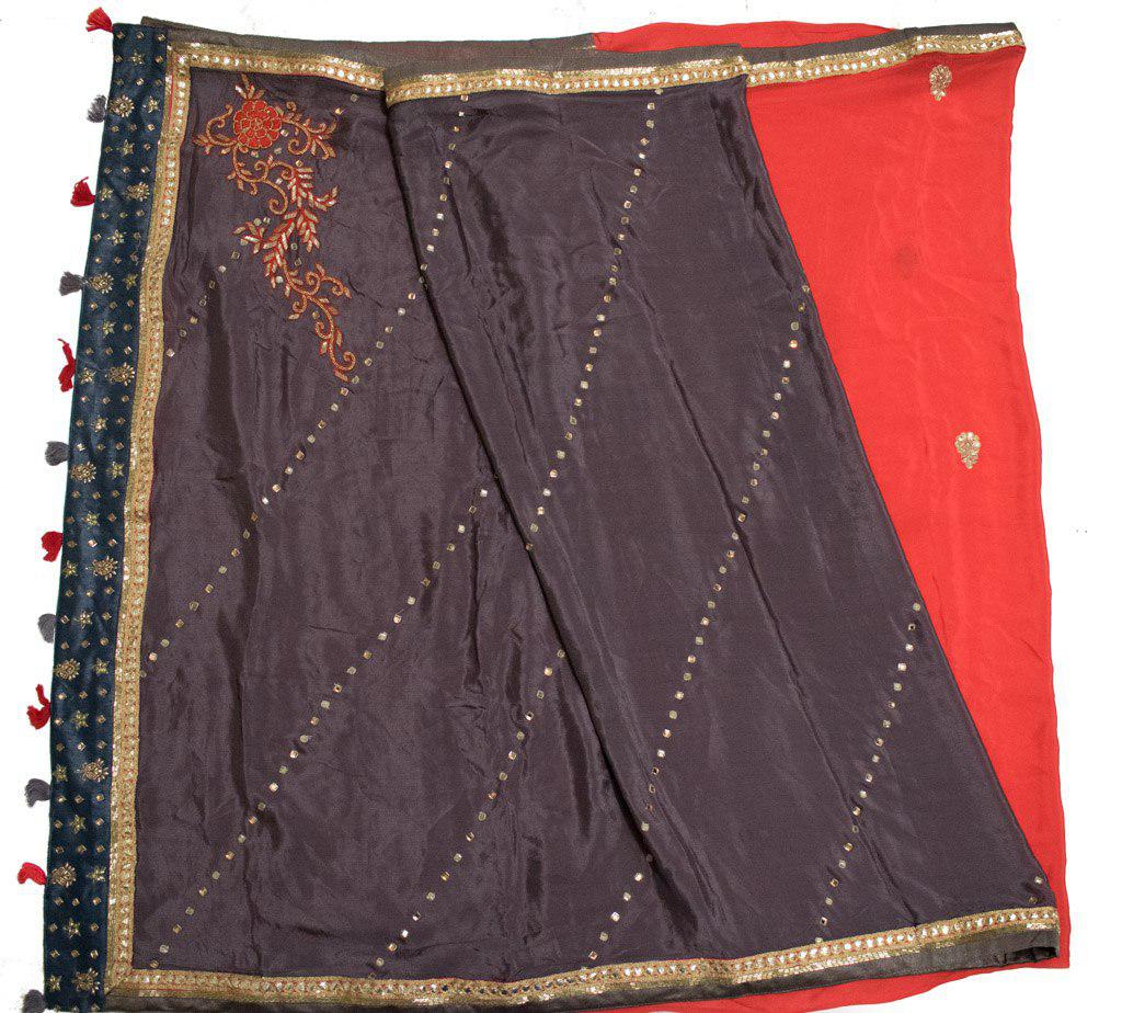 Half Half Saree with heavy Zardoji Work Border - KANHASAREE