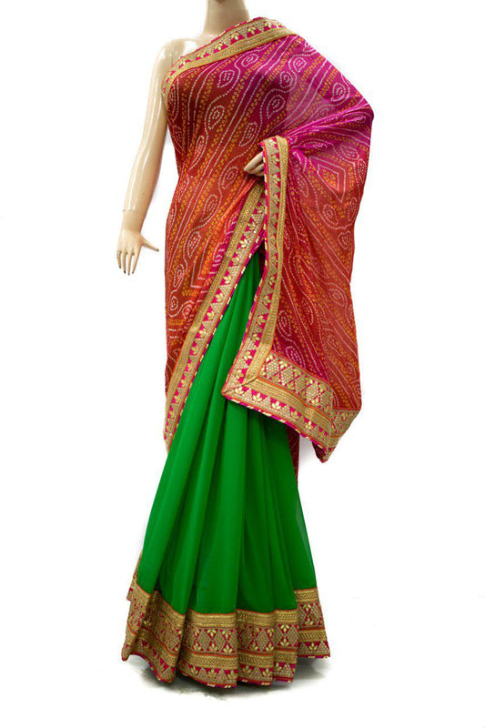 Designer Bandhani Half-Half Saree - KANHASAREE