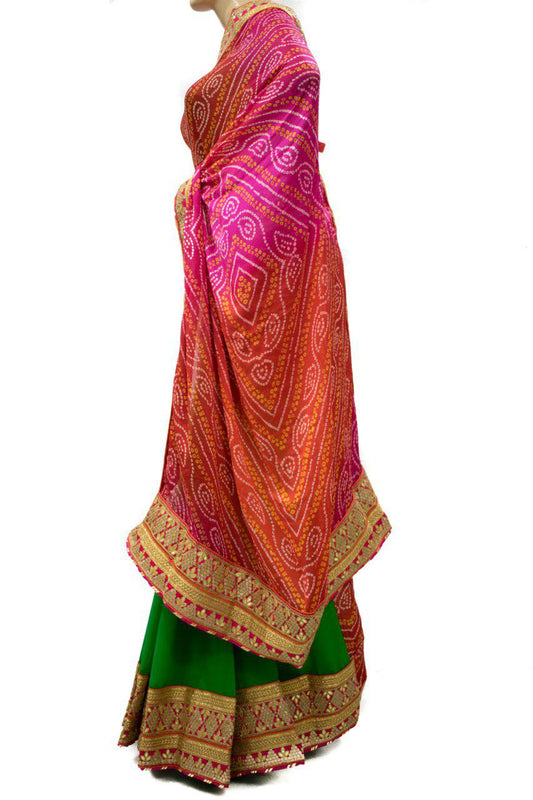 Designer Bandhani Half-Half Saree - Kanhasarees by ksds