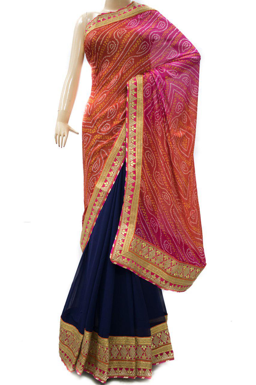 Designer Bandhani Half-Half Saree - KANHASAREE