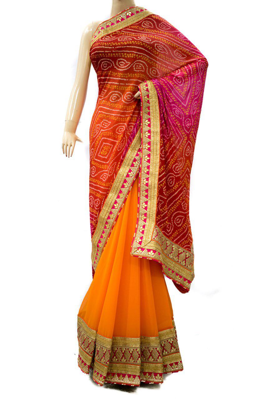 Designer Bandhani Half-Half Saree - KANHASAREE