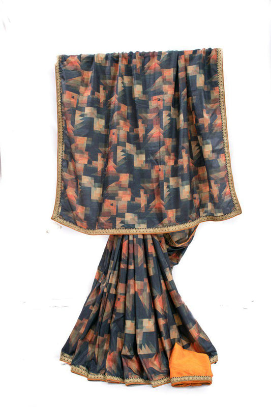 Printed Zardogi Work Silk Saree - KANHASAREE