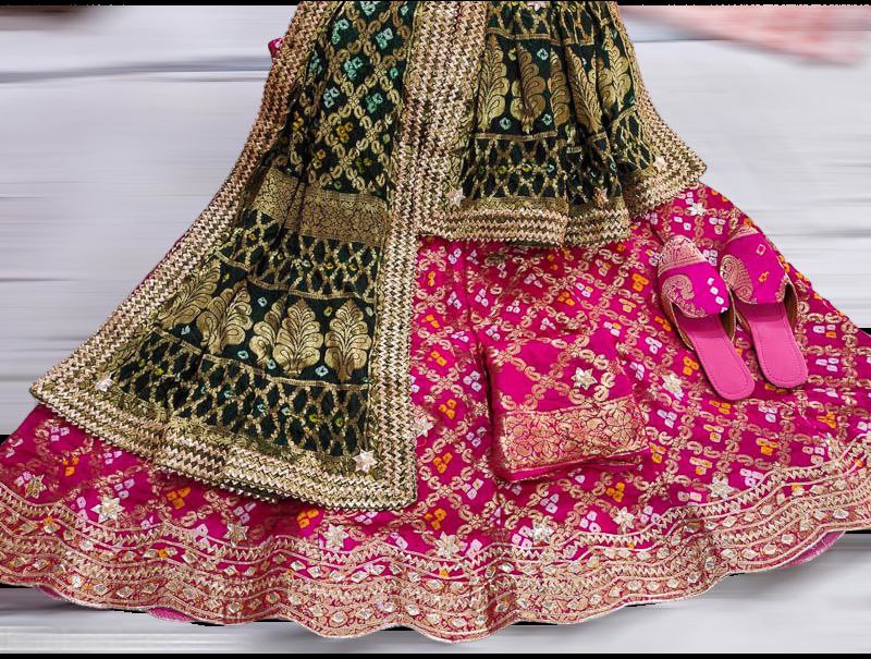 Gharchola bandhani gotapatti lehenga - KANHASAREE