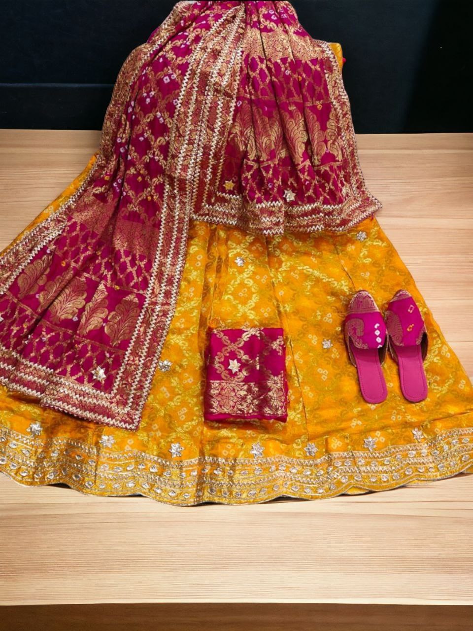 Gharchola bandhani gotapatti lehenga - KANHASAREE