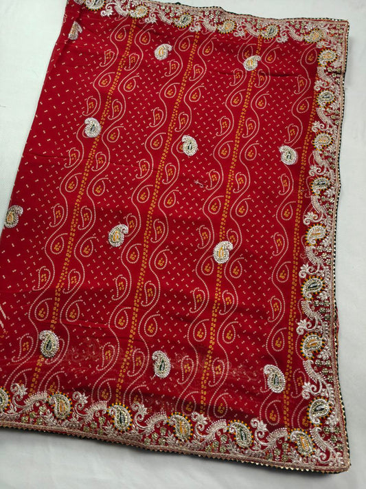 Pure Georgette Bandhej Saree with Gotapatti Work