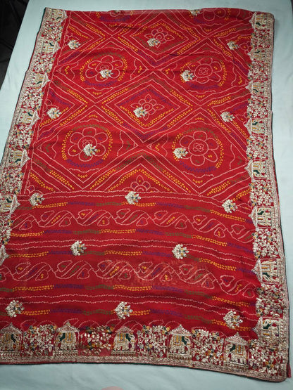 Georgette Bandhani Saree with Running Blouse