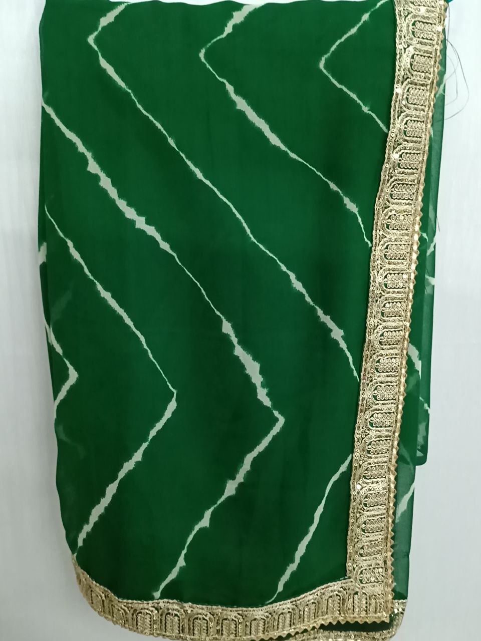 Green Leheriya Saree with Sequence Border - Traditional Indian Ethnic Wear for Women