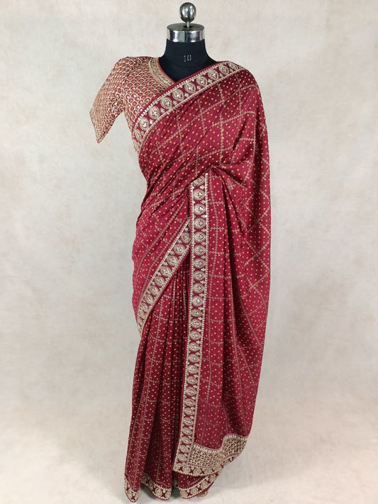 Soft Silk Saree with Sequin Work Border & Stitched Blouse – Perfect for Weddings & Festive Occasions