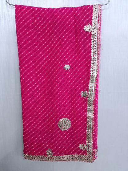 Pure Georgette Mothda Saree with Zero Gota Patti Hand Work & Running Blouse – Ethnic Elegance