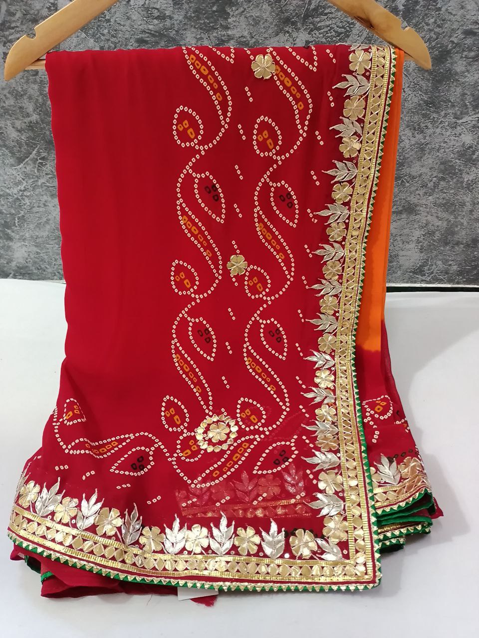 Rajasthan Piliya Saree with Gotapatti Handwork - Pure Georgette & Unstitched Blouse