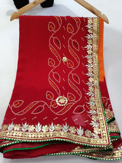 Rajasthan Piliya Saree with Gotapatti Handwork - Pure Georgette & Unstitched Blouse