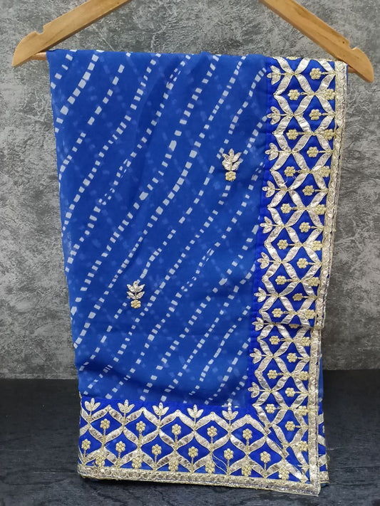 Georgette Mothda Saree with Fancy Foil Gota Work - Elegant Indian Ethnic Wear