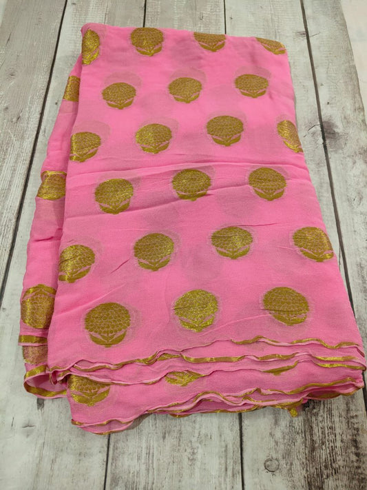 Pure Georgette Zari Buti Weaving Banarasi Saree with Running Blouse | Elegant Festive Wear