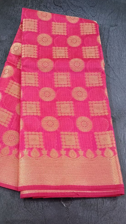 Pure Kota Doria Banarasi Saree | Full Zari Weaving & Heavy Pallu