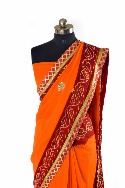 Piliya saree -moss crepe rajasthani jaipuri piliya  gotapatti work saree - KANHASAREE