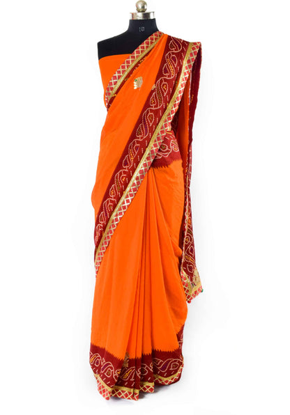 Piliya saree -moss crepe rajasthani jaipuri piliya  gotapatti work saree - KANHASAREE