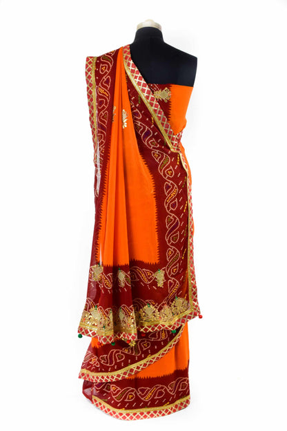 Piliya saree -moss crepe rajasthani jaipuri piliya  gotapatti work saree - KANHASAREE