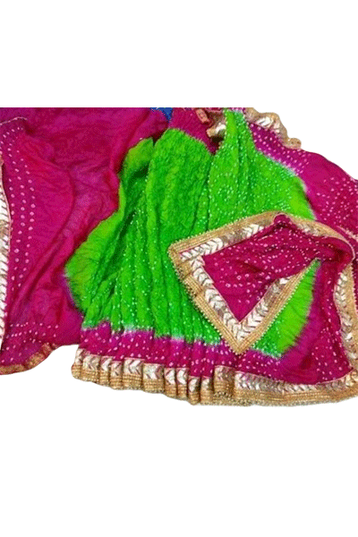 Art Silk Bandhani Saree with Gota Work Border - KANHASAREE